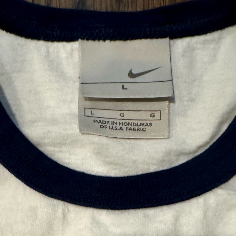Nike White Vintage Ringer Tee with Navy Accents - Picture 2 of 2